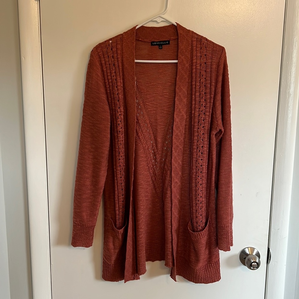 Rust colored lightweight cardigan